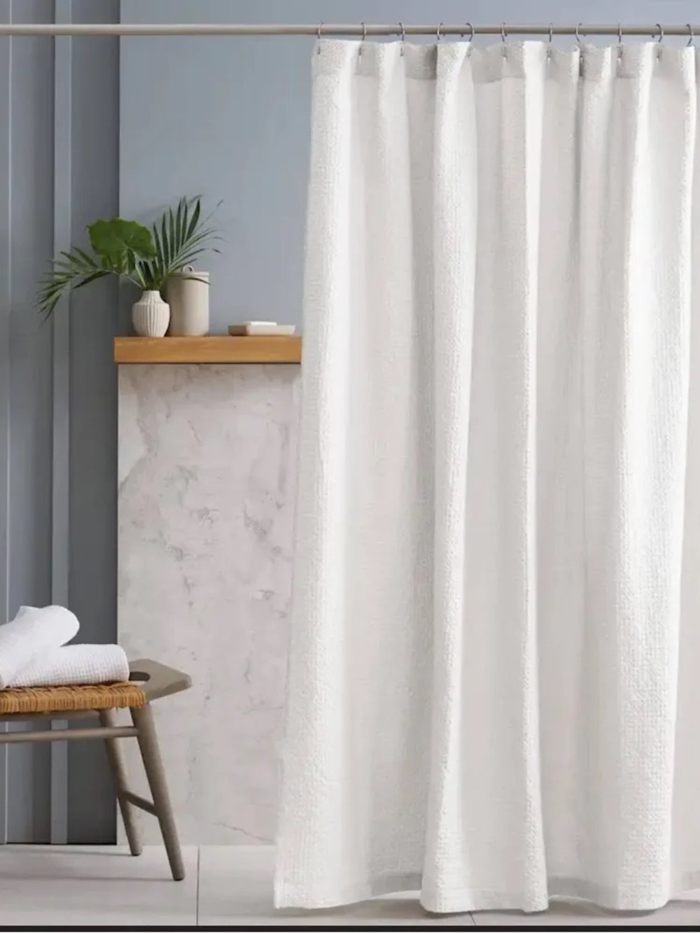 QUINCE Waffle Shower Curtain White 9065